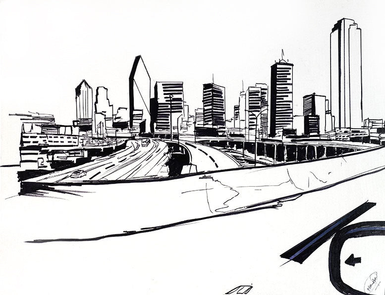 Downtown Dallas B&W - Artistic Transfer, LLC